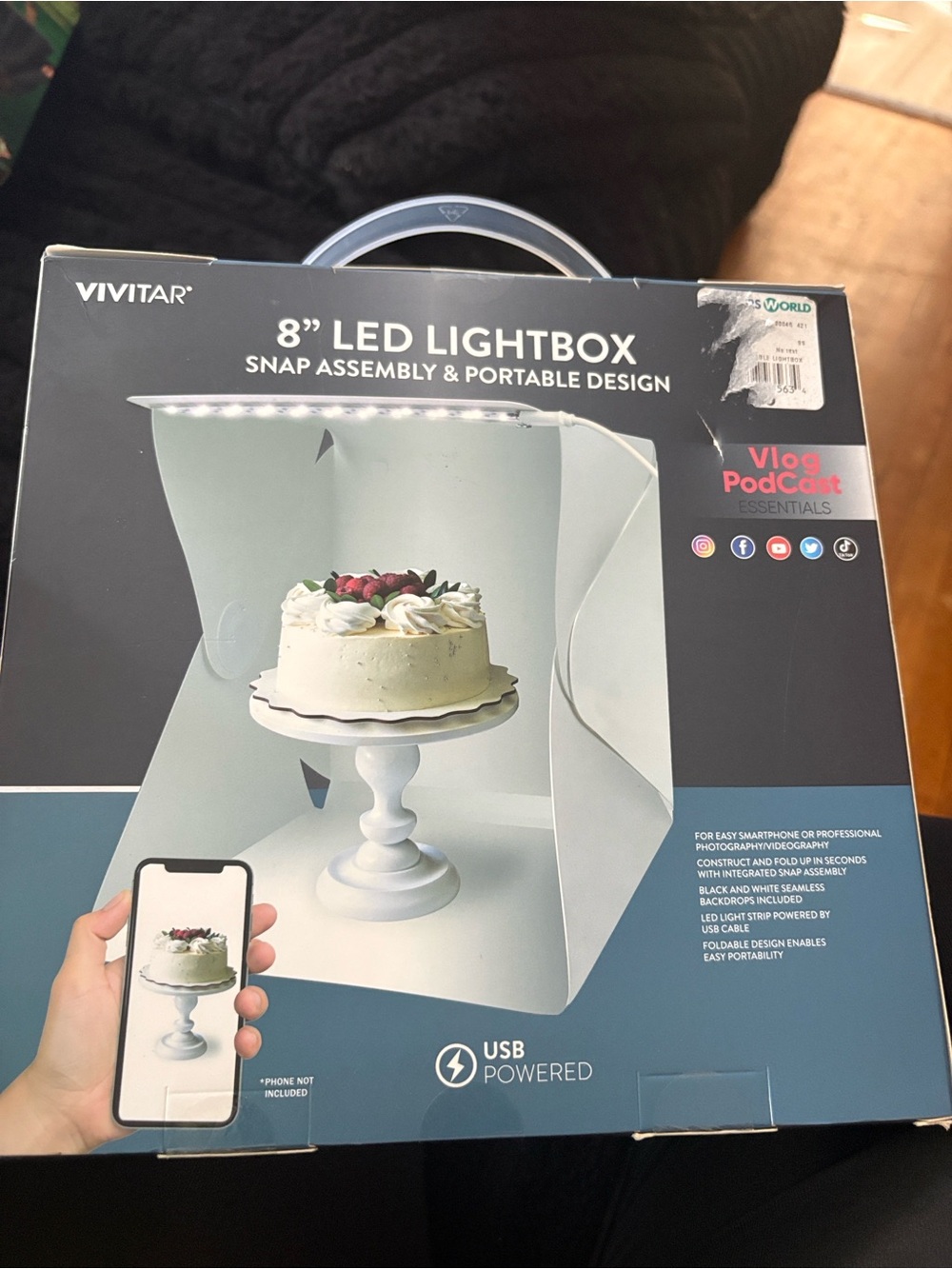 Vivitar 8" LED Lightbox Portable USB Powered - White